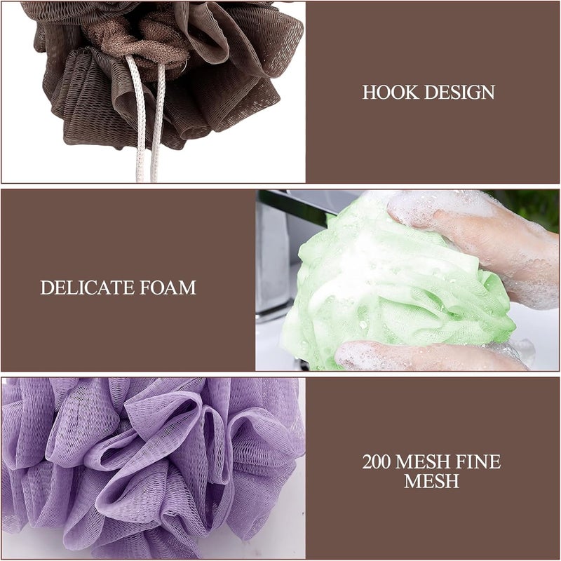 PKRFCJ 3 Pcs Soap Bar Loofah, 2 in 1 Bar Soap Loofah Pouch Can Hold Soap Effective Exfoliation for Bathing (Green+ Coffee Brown+ Purple) - Image 4